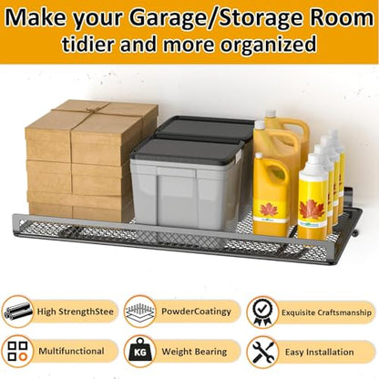 BABKAS 4 Pack Garage Wall Shelving,16.5" x 12.2" Garage Shelving Wall Mounted for Garage, Office,Laundry Room,Basement,Closet and Kitchen, Holds Up to 320 Lbs