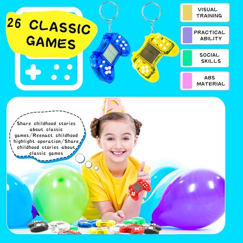 18 Pack Mini Video Game Keychain Small Gamepads Keychains for Video Game Party Favors Birthday School Party Gifts (Color Style 1)