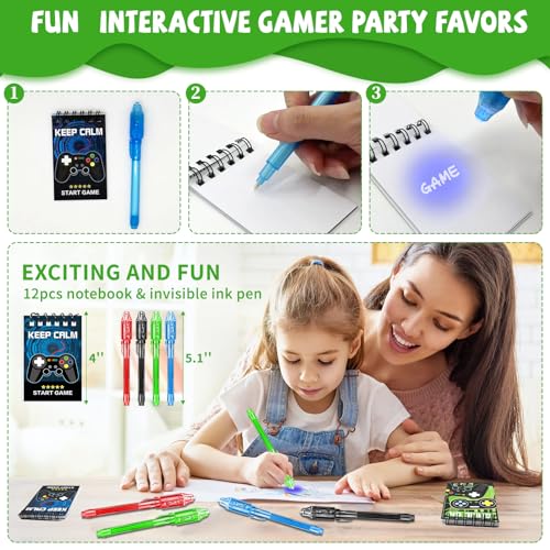 146 Pcs Video Game Party Favors, Gamer Party Favor -Ink Pen Notebook VIP Passes with Lanyards Slap Bracelets Keychains Bags Tattoo Stickers for Kids Gaming Party Favors Game On Birthday Partys Favor - style: Video Favor