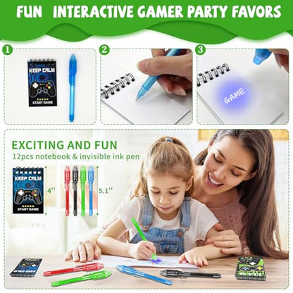 146 Pcs Video Game Party Favors, Gamer Party Favor -Ink Pen Notebook VIP Passes with Lanyards Slap Bracelets Keychains Bags Tattoo Stickers for Kids Gaming Party Favors Game On Birthday Partys Favor - style: Video Favor