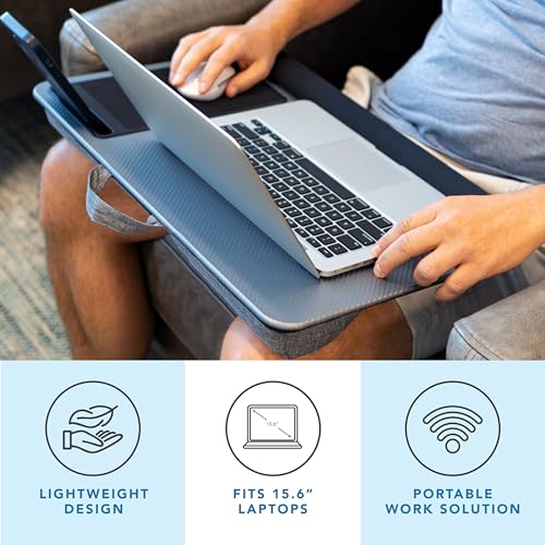 LAPGEAR Home Office Pro Lap Desk with Wrist Rest, Mouse Pad, and Phone Holder - Silver Carbon - Fits up to 15.6 Inch Laptops - Style No. 91615 - color: Silver Carbon, size: Home Office Pro W/Wrist Rest