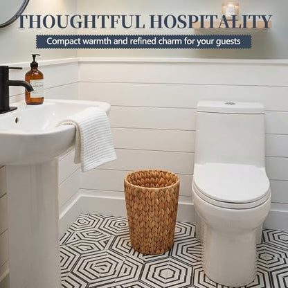 Coeusy Wicker Trash Can,Small Bathroom Trash Can,Water Hyacinth Wicker Waste Basket for Bathroom,Boho Waste Basket for Bedroom,Home Office,Compact Spaces(2 Gallon Round) - size: 2 Gallon