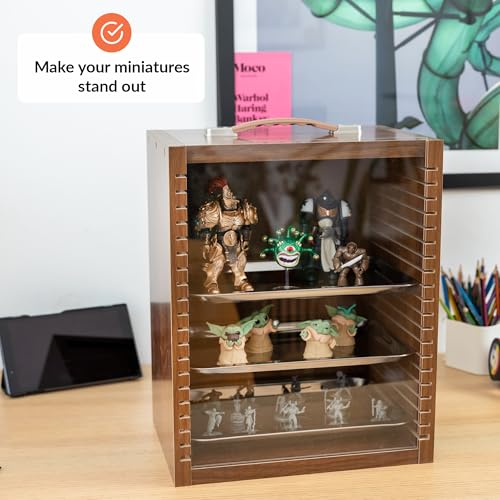 Miniature Carrying Case for Collectibles | Miniature Storage & Display Case for Figurines | Figure Model Holder & Transport Box | Also for Action Figures - color: Brown