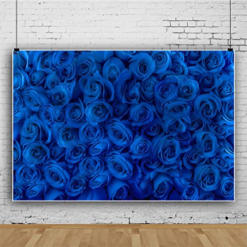 5x3ft Blue Rose Backdrop Rose Wall Mysterious Flower Floral Charming Women Photography Background Wedding Birthday Mother's Day Valentine's Day Decoration Princess Queen Photographer - color: blue, size: 5x3ft
