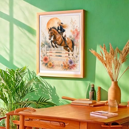 Inspirational Watercolor Jumping Horse Equestrian Quote Art Print for Girl's Bedroom Empowerment, Riding School Locker Team Gym Study Desk Wall Art, Sibling Grandparent Young Jumper Rider Team Captain Coach Parent Birthday Graduation Gifts - 8x10 Unframed