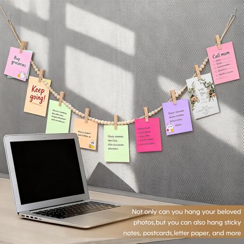 2 Sets Boho Cubicle Picture Hangers with Clips, Office Cubicle Hanging Photo Display, Desk Accessories for Cubicle, Fabric Cubicle Wall privacy Accessories & Office Cubicle Decorations for Women