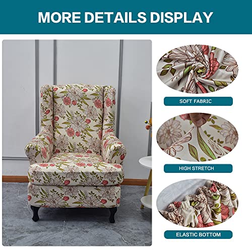KRFOONN Wingback Chair Covers Slipcovers 2 Piece Stretch Wing Chair Covers Spandex Slipcovers Wingback Sofa Covers Armchair Covers Non-Slip Furniture Protector, 14 - color: 14