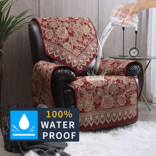 Recliner Chair Covers Non Slip Waterproof Large Recliner Covers for Leather Recliner,Electric Reclining Chair Covers for Living Room Dog Sofa Furniture Protective Cover Red - color: Red