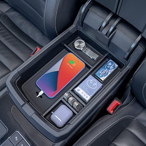TOPINSTALL New Center Console Tray Compatible with 2018-2023 VW Atlas/Atlas Cross Sport, Armrest Organizer Storage Insert Interior Accessories, Won't Affect The Closing of The Lid (Doesn't Fit 2024) - color: 2018-2023 Atlas