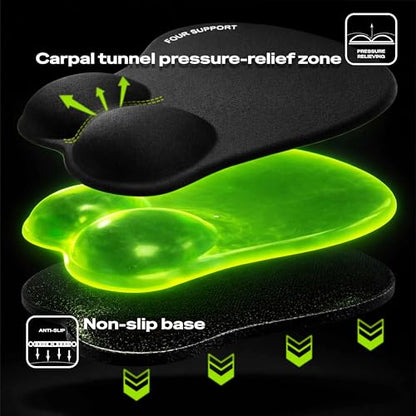 Ergonomic Gel Mouse Pad with Wrist Rest for Pressure-Relief – Orthopedic Style Wrist Support, Physiotherapist Recommended 10.1L x 8.5W inches