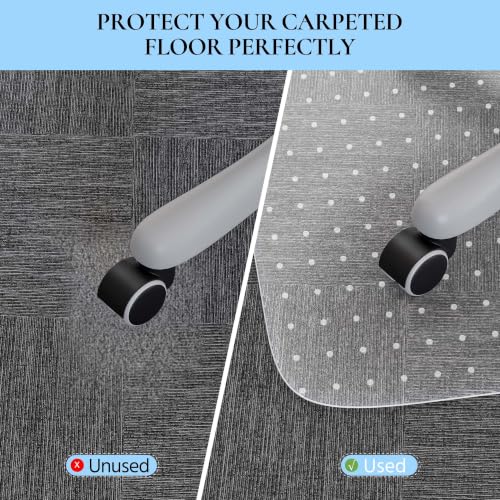 Office Chair Mat, 36" x 48" Transparent Desk Chair Mat for Low Pile Carpeted Floor, Easy Glide Carpet Floor Protector Mat for Home and Office - color: Spiked Clear, size: 36" x 48" Rectangular
