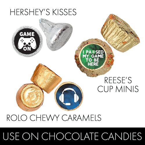 Gamer Birthday Party Favor Chocolate Kisses Candy Stickers, Video Game Birthday Party Favor Stickers - 180 Labels - color: Candy Sticker