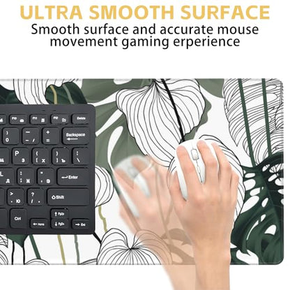 Tropical Leaf Desk Mat Large Mouse Pad Gaming Mousepad 31.5 x 15.8 in | Desk Pad for Keyboard and Mouse, Large Non-Slip Rubber Base Mousepad Desk Mat with Stitched Edges for Gaming Office - color: Tropical Leaf