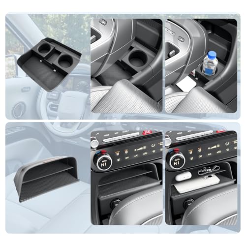 BIBIBO 2Packs for 2026 Hyundai Palisade Center Console Organizer 2026 Hyundai Palisade (SE, SEL, SEL Convenience, SEL Premium, XRT Pro, Limited, Calligraphy)Under Console Insert Tray+Divider Organizer - color: Black-(Console Under+Insert shelf)