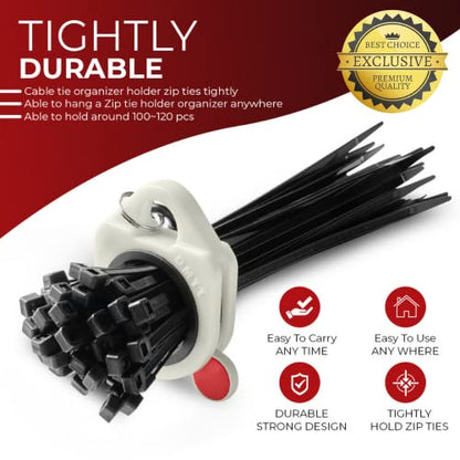 Set of 2 Zip Tie Organizer Holders with 20 Pcs of 8 inch Black Cable Ties for Zipties Arrangement, Wire Ties Keeper for Multi-Purpose Indoor and Outdoor Use. - style: 2- 2 Pcs