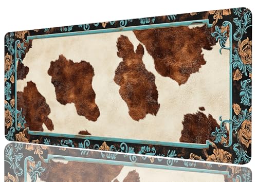 Western Highland Cow Desk Mat Gaming Desk Pad Large Mouse Keyboard Pad Cowhide Ranch Brown Desktop Mats Computer Keyboard Pad Mouse Mat Laptop Mat Office Home Decor 31.5" x 11.8" - color: Western Highland Cow, size: 31.5L x 11.8W inches