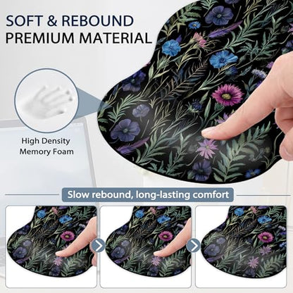 Flowers Herbs Wrist Rest Mouse Pad and Keyboard Support Set,Wildflowers 3 in 1 Ergonomic Memory Foam Mousepad with Non Slip Base, Gaming Mouse Pad for Office and Home - color: Flowers Herbs Wildflowers