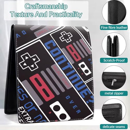 EXXBYELI Boys Wallet Gamepad Leather Wallets Credit Id Card Cash Holder Black Rfid Blocking Zipper Cute Cool Funny Aesthetic Wallets With Coin Pocket Id Window Teen Wallets for Boys Teenager Wallet - color: game-black