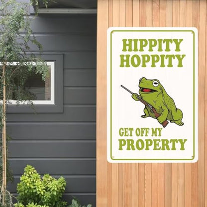 Hippity Hoppity Get Off My Property Frog Sign, No Tresspassing sign, 8"x12" Garage Wall Decor, Yard sign - color: Hippity Hoppity Get Off My Property