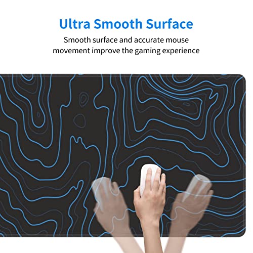 Topographic Contour Gaming Mouse Pad XL, Large Non Slip Rubber Mousepad, Stitched Edges Desk Pad, Long Extended Mice Pad,31.5'' X 11.8'' - color: Topographic Contour2