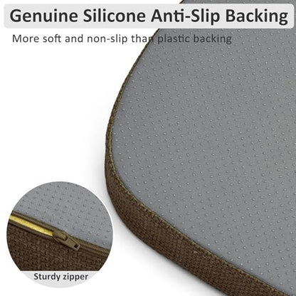 Shinnwa Kitchen Chair Cushions Set of 2, High-Resilience Foam Windsor Seat Pads, Dining Chair Cushions with Ties & Textured Cover, 2 Pack, 16.5 x 15.5 x 2, Dark Brown - color: Dark Brown, size: 2 Count (Pack of 1)