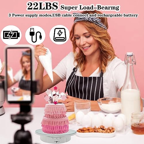 JAYEGT 3 in 1 Rotating Display Stand with 5.74/7.08/8.66 inch Replacement Mirror Cover，22lbs Load , 360 Degree Electronic Turntable for Photography Products Display (Mirror/3 in1 / White/ Remote Control) - color: White