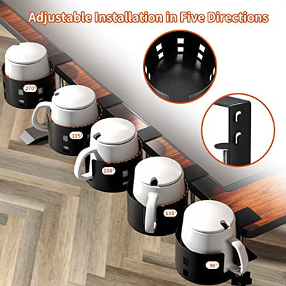Upgraded Large Desk Cup Holder Clamp, OOKUU Anti-Spill Table Cup Holder, Metal Office & PC Gaming Desk Accessories, Compatible with Universal Cup, Bottles, Pencil Holder (Black) - color: Black, size: 1 Pack, 3.95 inch