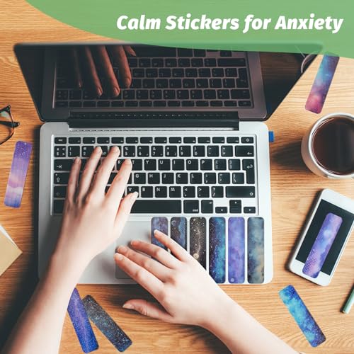 72 Pieces Anxiety Sensory Stickers with Storage Box - Sensory Stickers 2 Textured Surface - Fidget Strips for Office Desk Adult Stress (Galaxy) - style: Galaxy Style