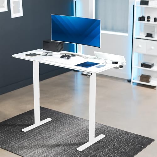 VIVO White 60 x 30 in Stand Up Desk, DESK-KIT-1W6-P3W | Electric, Holds 220 lbs, Sit Stand, Height Adjustable Table, Cable Tray, Full-Size Mouse Pad, Office Furniture, White Frame - color: White Top / White Frame, size: 60 x 30