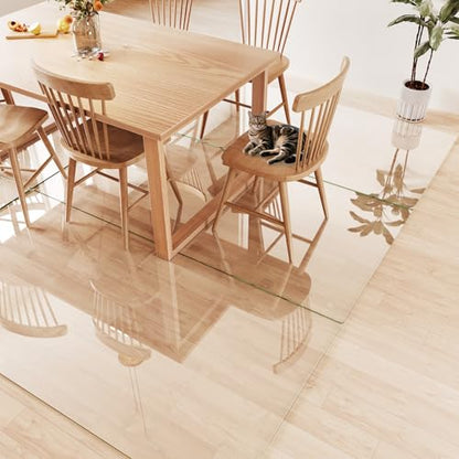 Tempered Glass Chair Mat 80"x40" – Ultra-Clear Office Chair Mat for Hardwood Floors & Low-Pile Carpets – Heavy-Duty 0.2" Scratch-Resistant Surface with Non-Slip Pads – Supports 1,000 lbs - size: 80"x40"