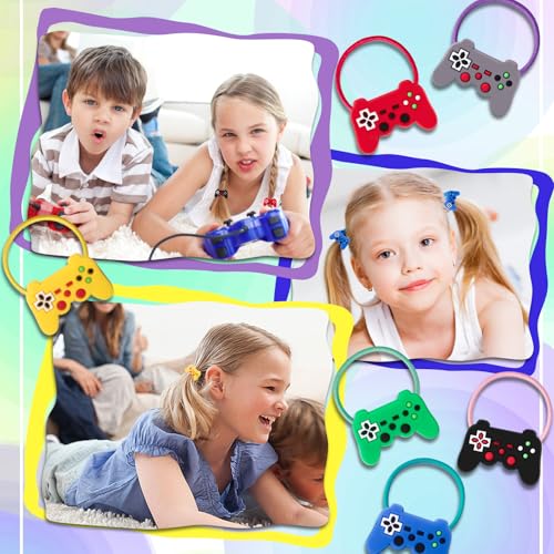 36PCS Video Game Hair Ties for Women Girls, Elastic Hair Ties Ponytail Holder Controller Hair Accessories Videos Gaming Party Favor (Video)