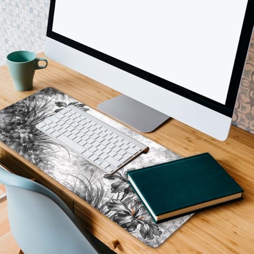 Ink Flower Gaming Mouse Pad Dark Aesthetic XL Mouse Pad Large Mousepad Extended Laptop Keyboard Mat Gaming Desk Pad Mouse Mat Office Computer Keyboard Laptop 31.5"x11.8" - color: Ink Flower, size: 31.5L x 11.8W inches