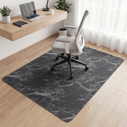Carvapet Luxury Carrara Marble Office Chair Mat for Hardwood Floor - 36x48 Inch Acoustic Noise-Dampening Desk Carpet, Smooth Glide Heavy Duty Floor Protector for Rolling Computer Gaming Chairs - color: Marble Pattern