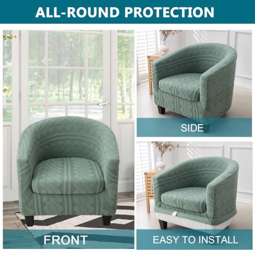 KRFOONN Club Chair Slipcover 2 Piece Stretch Jacquard Round Barrel Chair Covers Removable Tub Chair Slipcover with Elastic Bottom Chair Coverings Furniture Protector Cover for Living Room, T4 - color: Color T4