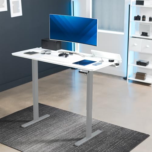 VIVO White 60 x 30 in Stand Up Desk, DESK-KIT-1G6-P3W | Electric, Holds 220 lbs, Sit Stand, Height Adjustable Table, Cable Tray, Full-Size Mouse Pad, Office Furniture, Gray Frame - color: White Top / Gray Frame, size: 60 x 30