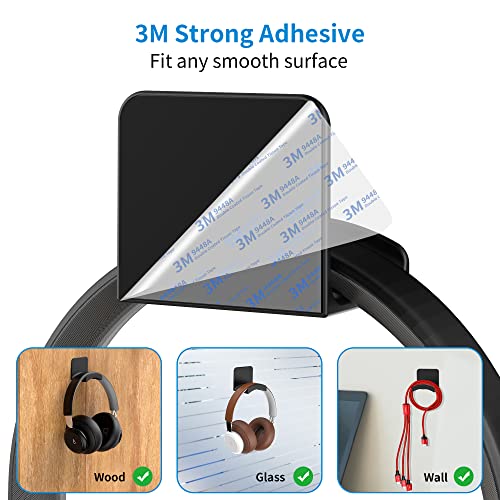 SOKUSIN Headphone Stand Headset Holder - Adhesive Gaming Earphones Hanger, Universal Desk Wall Mount Hook for All Headphone/Controller, Compatible with Beats, AirPods Max,Sony, JBL (Black-2PCS) - color: Black-2 Pack
