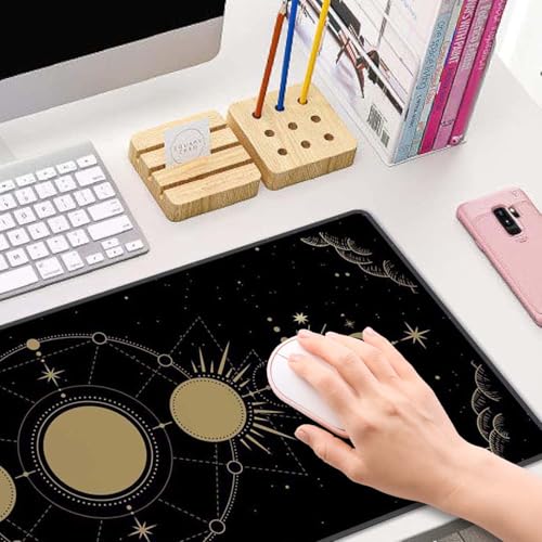 Moon Phase Extended Big Mouse Pad Large,XL Gaming Mouse Pad Desk Pad,31.5x11.8inch Long Computer Keyboard Mouse Mat Mousepad with 3mm Non-Slip Base and Stitched Edge for Home Office Work - color: Moon phase