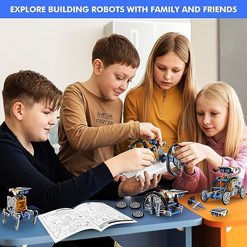Bottleboom STEM 13-in-1 Education Solar Power Robots Toys for Boys Age 8-12, Educational Toy Science Kits for Kids Experiment Robotics Set Birthday Gifts for 8 9 10 11 12 Years Old - color: Blue Gray