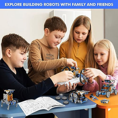 Bottleboom STEM 13-in-1 Education Solar Power Robots Toys for Boys Age 8-12, Educational Toy Science Kits for Kids Experiment Robotics Set Birthday Gifts for 8 9 10 11 12 Years Old - color: Blue Gray