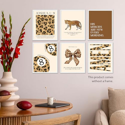 Isfvqyub Preppy Cheetah Leopard Wall Art, Aesthetic Bible Verse Stockholm Poster For Girl Boy, Trendy Bow Lucky 8 Ball Wall Decor For Bedroom Dorm College Apartment Office, Set Of 6 -A03 - size: Cheetah