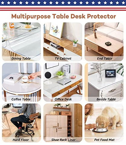 RostiKong 20 x 36 Inch Clear Desk Protective Blotter Pad Table Protector Liner Rectangle Plastic Tablecloth Cover Wood Furniture Dining Table Pad Easy Clean PVC Waterproof Heat Resistant Vinyl Cloths - color: Upgraded Clear Rectangle Shape, size: 36" x 20