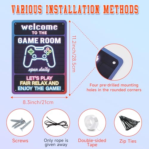 Game Room Wall Decor - Cool Video Game Themed Sign, Ready to Hang Neon Signs & Poster for Teen Boy Bedroom, Gamer Gift for Son, Friends, Game Lover（11 * 8inches，Rope included） - color: Welcome to the Game Room 004