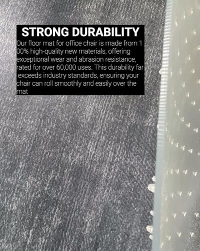 46” x 60” Office Chair Mat for Carpeted Floors – Large, Slip-Resistant, Heavy-Duty Desk Protector with Extended Lip – Easy Glide Rolling Desk Chair Mat for Work, Gaming, Home - size: 46" x 60"