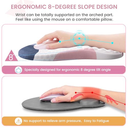 Desk Mat for Keyboard and Mouse, Ergonomic Mouse Pad Set, Pink Boho Navy - color: Boho Pink Navy