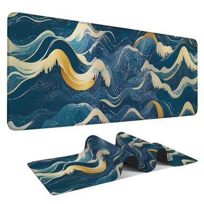 Ocean Waves Extended Gaming Mouse Pad 35.4 x 15.7 Inch – Large Desk Mat for Gaming, Office, and Home Use, with Non-Slip Rubber Base and Smooth Cloth Surface - color: #34, size: 35.4 x 15.7 Inch
