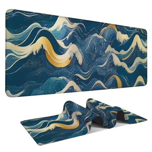 Ocean Waves Extended Gaming Mouse Pad 35.4 x 15.7 Inch – Large Desk Mat for Gaming, Office, and Home Use, with Non-Slip Rubber Base and Smooth Cloth Surface - color: #34, size: 35.4 x 15.7 Inch