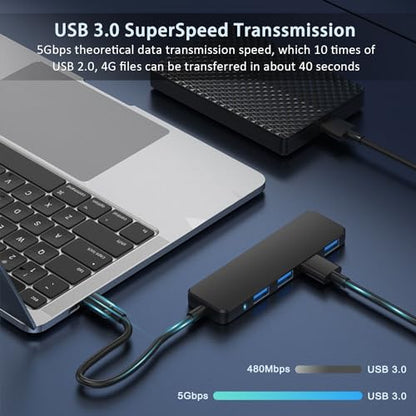 USB Hub 4 Port, VIENON USB 3.0 Hub USB Splitter for Laptop, USB Port Extender USB A Hub for PC, Desktop, Xbox, PS4, Flash Drive, Printer, Keyboard, Mouse, HDD, Plug and Play（Not for Charging） - size: 1FT, style: USB Hub