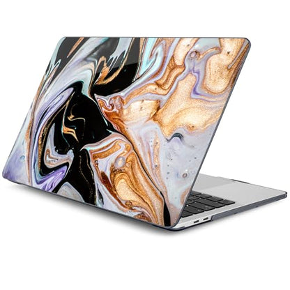 DONGKE Compatible with MacBook Pro 13 inch Case 2024 2023-2020 Release A2338 M2/M1 A2251 A2289 with Retina Display & Touch ID, Plastic Hard Shell & Keyboard Cover & Screen Film - Black Marble - color: Black Marble