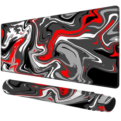 Large Mouse Pad for Desk - Gaming Mouse Pad with Stitched Edges, Anti-Slip Base, Desk Pad for Keyboard and Mouse - color: Abstract Red, size: 31.5L x 15.8W inches