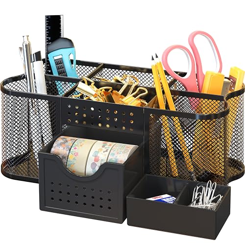 Deco Brothers Desk Organizers Pen Holder Office Caddy Storage, Black - color: Black